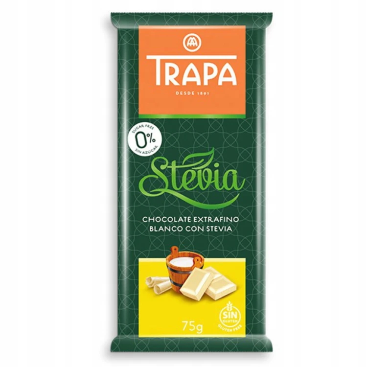 Trapa Czekolada Biała - bez cukru, ze stewią, 75g (Hiszpania)