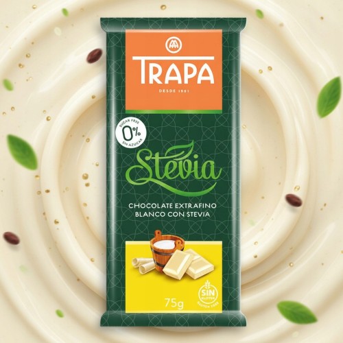Trapa Czekolada Biała - bez cukru, ze stewią, 75g (Hiszpania)