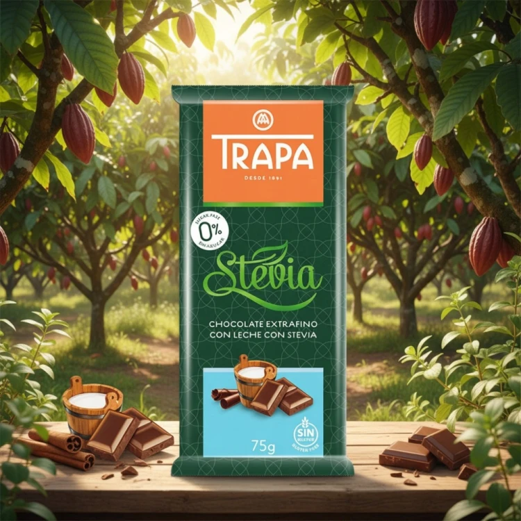 Trapa Czekolada Mleczna - bez cukru, ze stewią, 75g (Hiszpania)