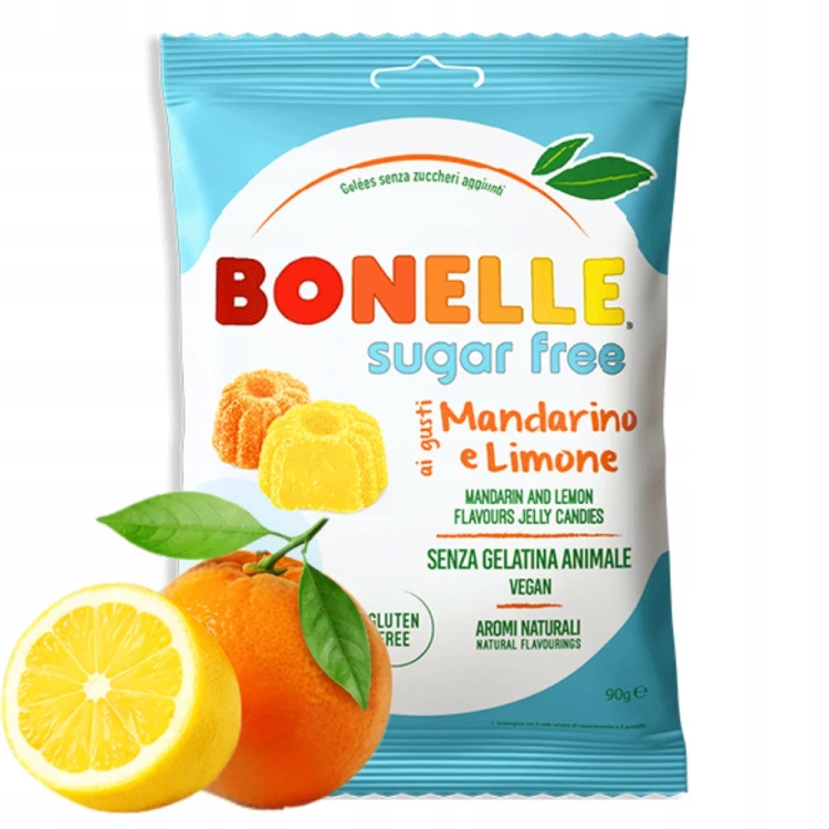 Bonelle Żelki Cytryna i Mandarynka - bez cukru, wegańskie, bez żelatyny 90g
