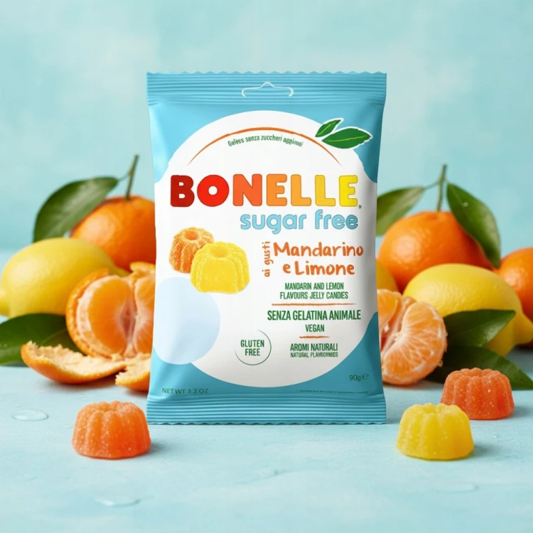 Bonelle Żelki Cytryna i Mandarynka - bez cukru, wegańskie, bez żelatyny 90g