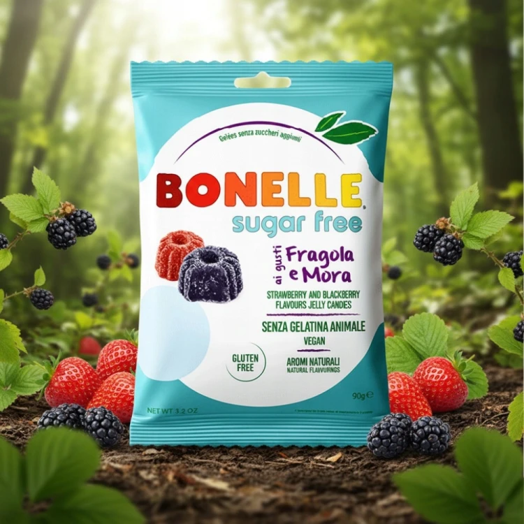 Bonelle Żelki Jeżyna i Truskawka - bez cukru, wegańskie, bez żelatyny (90g)