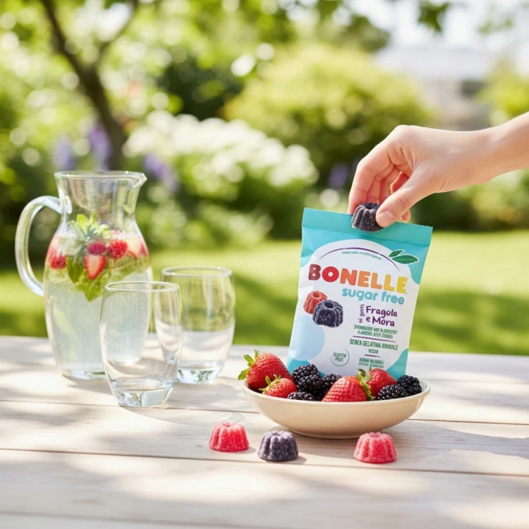 Bonelle Żelki Jeżyna i Truskawka - bez cukru, wegańskie, bez żelatyny (90g)