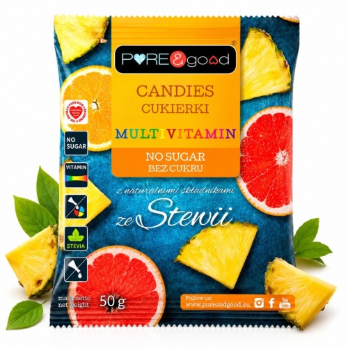 Pure&Good Cukierki Multivitamina - bez cukru, landrynki z witaminami (50g)