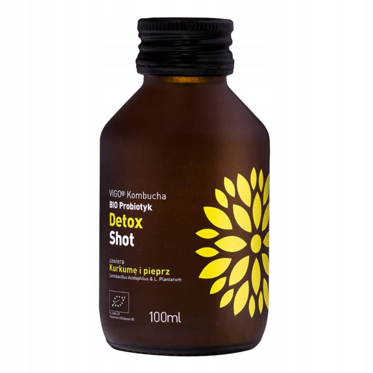 Vigo Kombucha Shot Detox - BIO, kurkuma i pieprz, probiotyk (100ml)