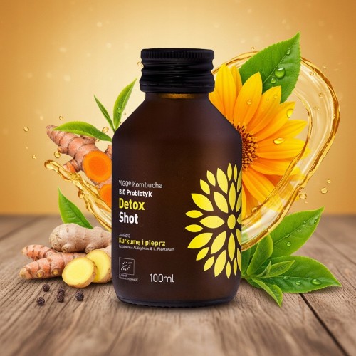 Vigo Kombucha Shot Detox - BIO, kurkuma i pieprz, probiotyk (100ml)