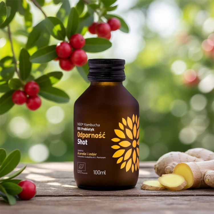 Vigo Kombucha Shot Odporność - BIO, Acerola, imbir, probiotyk, witamina C