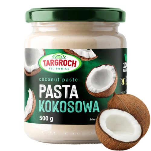 Targroch Pasta Kokosowa - bez cukru, 100% pasta z miąższu kokosa (500g)