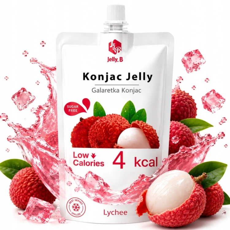 Jelly.B Konjac Jelly Liczi - Keto, galaretka do picia, bez cukru, 4kcal