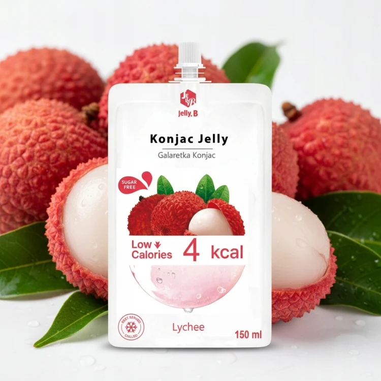 Jelly.B Konjac Jelly Liczi - Keto, galaretka do picia, bez cukru, 4kcal