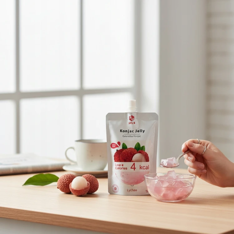 Jelly.B Konjac Jelly Liczi - Keto, galaretka do picia, bez cukru, 4kcal