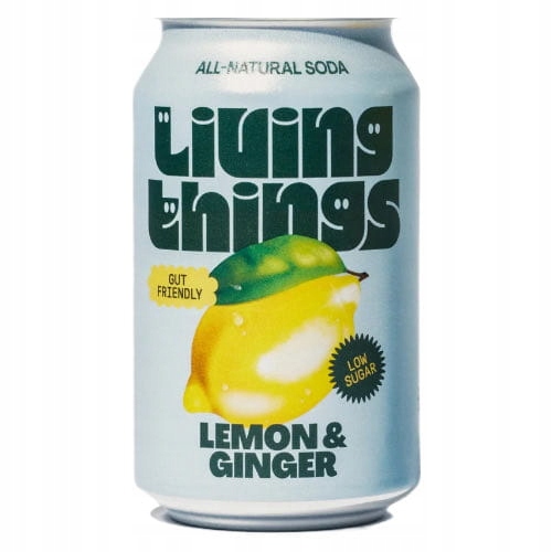 Living Things Prebiotic Soda - Cytryna i Imbir, bez cukru, 330ml (UK)