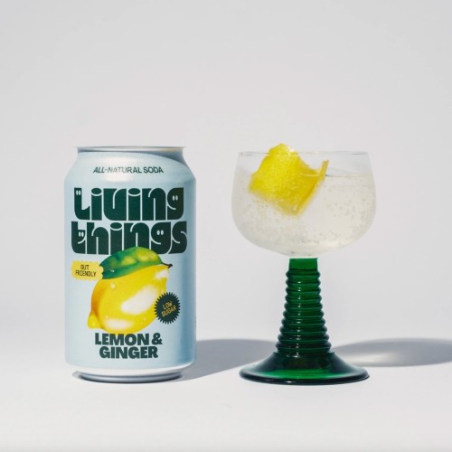 Living Things Prebiotic Soda - Cytryna i Imbir, bez cukru, 330ml (UK)