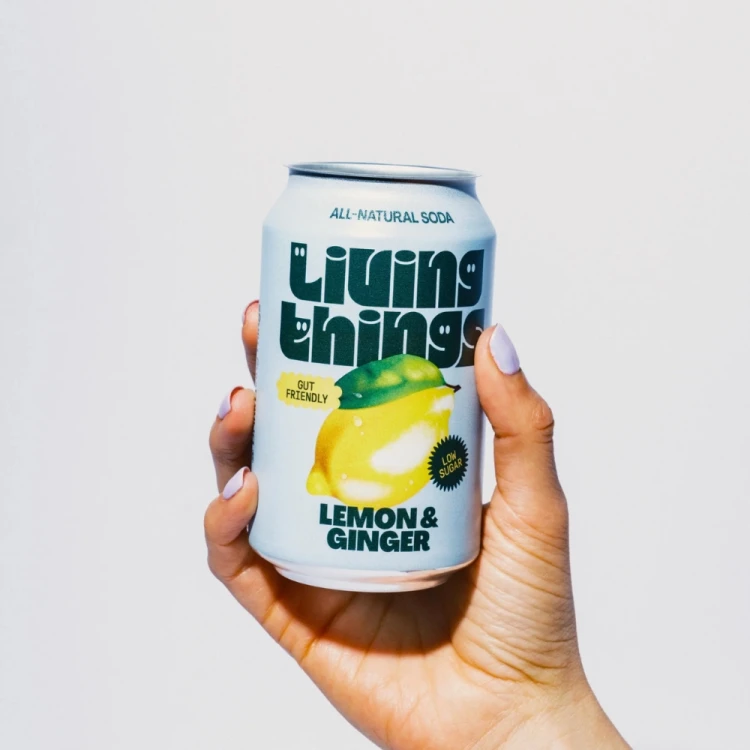 Living Things Prebiotic Soda - Cytryna i Imbir, bez cukru, 330ml (UK)