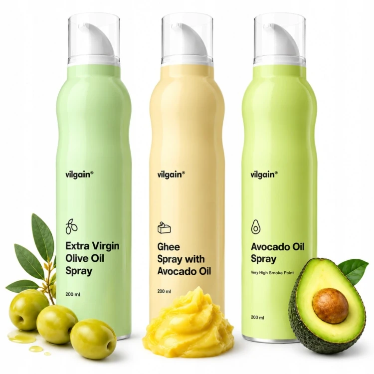Vilgain Oleje w Sprayu MIX - do Airfryer, na patelnie, do sałatek (200ml)