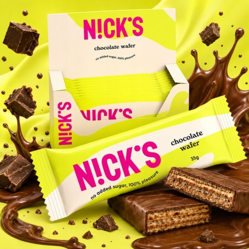 Nick's Chocolate Wafer - baton, wafelek czekoladowy bez cukru, bez glutenu