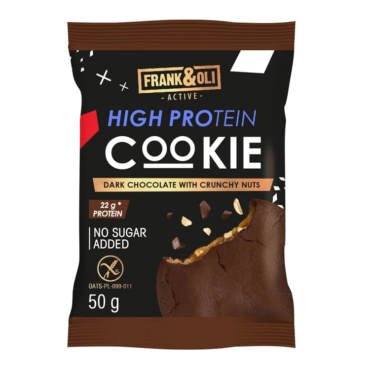 Frank&Oli Czekolada z Orzechami - ciastko proteinowe, bez cukru (50g)