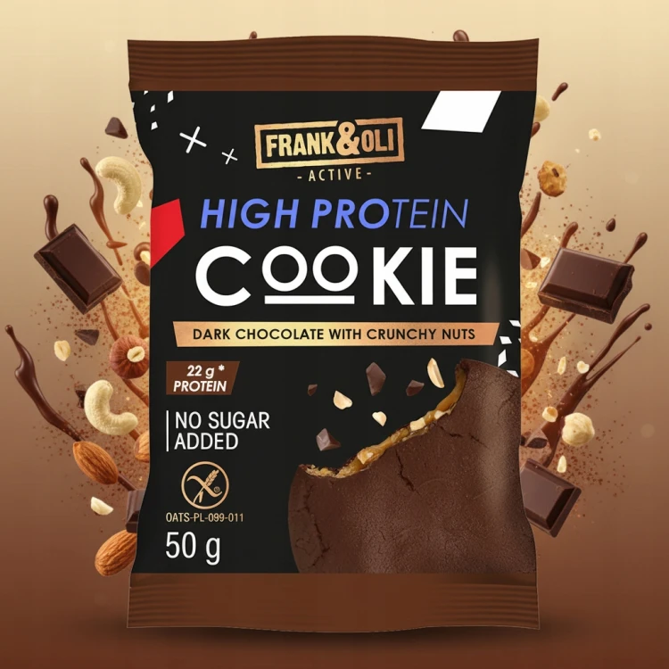 Frank&Oli Czekolada z Orzechami - ciastko proteinowe, bez cukru (50g)