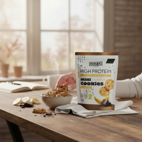 Frank&Oli Banan Czekolada - Mini ciasteczka proteinowe, bez cukru (90g)