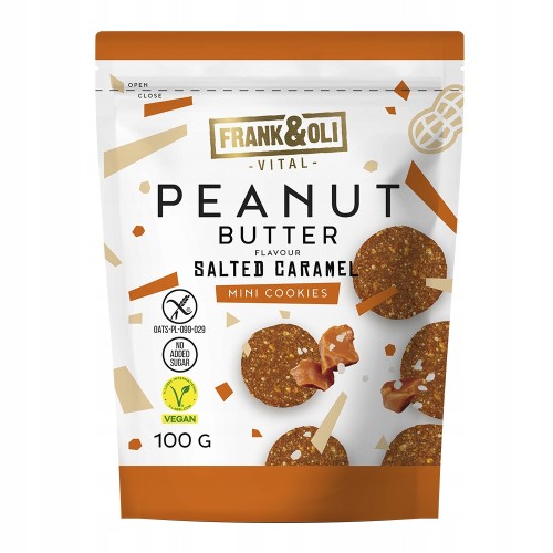 Frank&Oli Pasta orzechowa Słony Karmel - Mini ciastka proteinowe, bez cukru