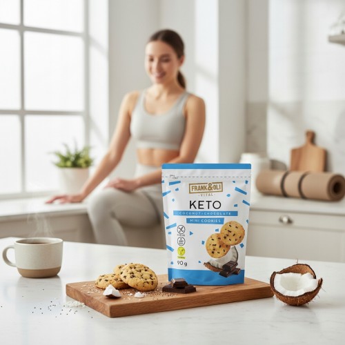 Frank&Oli Czekolada Kokos - Mini ciastka Keto, bez glutenu, bez cukru (90g)