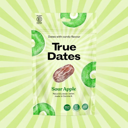 True Dates Sour Apple - Daktyle o smaku Kwaśnego Jabłka, bez cukru (100g)