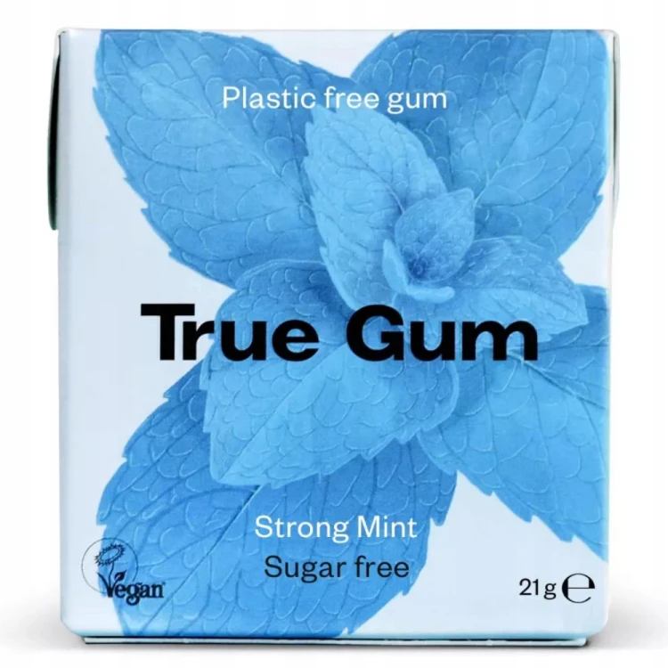 True Gum Strong Mint - Naturalna guma do żucia, miętowa, bez cukru (Dania)