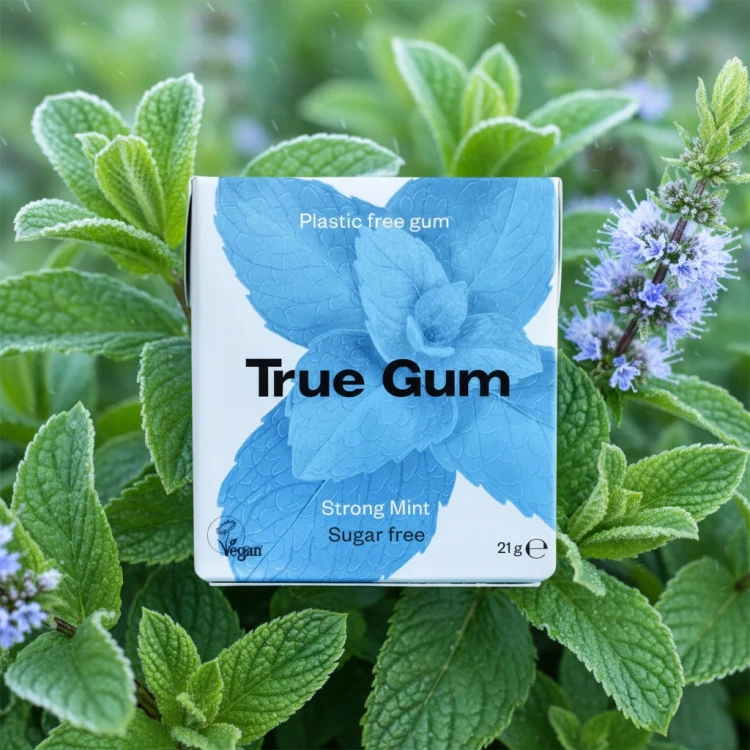 True Gum Strong Mint - Naturalna guma do żucia, miętowa, bez cukru (Dania)