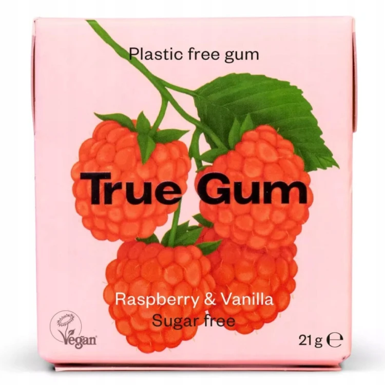 True Gum Raspberry&Vanilia - Naturalna guma do żucia, bez cukry (z Danii)