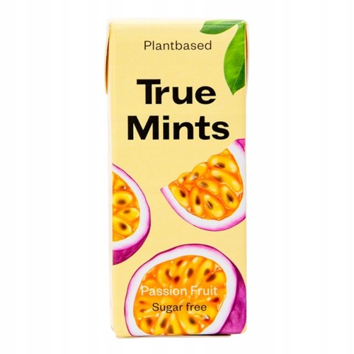 True Mints Marakuja – Miętówki, pastylki bez cukru (z Danii)