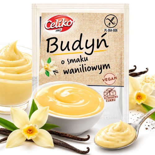 Budyń waniliowy bez cukru bezglutenowy wegański Celiko 40g celiakia vegan
