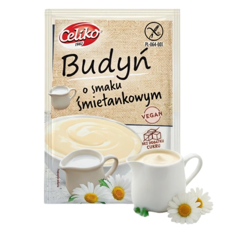 Budyń śmietankowy bez cukru bezglutenowy wegański Celiko 40g celiakia vegan