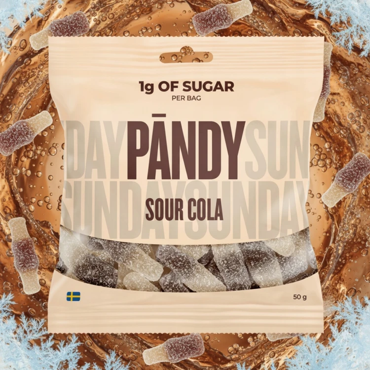 Pandy Żelki Słodko Kwaśne Cola - 1g cukru w opakowaniu (Szwecja)