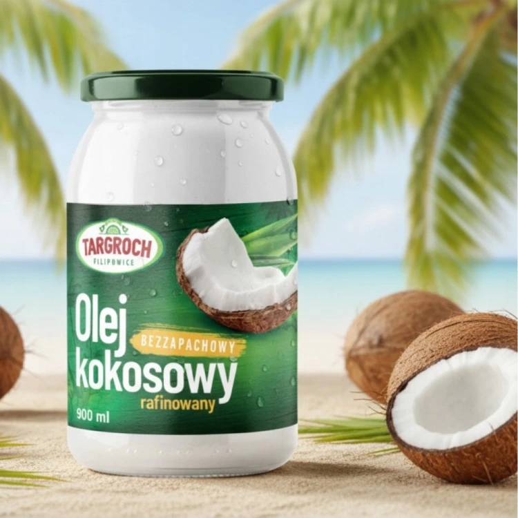 Targroch Olej Kokosowy Rafinowany - bezzapachowy, do smażenia (900ml)
