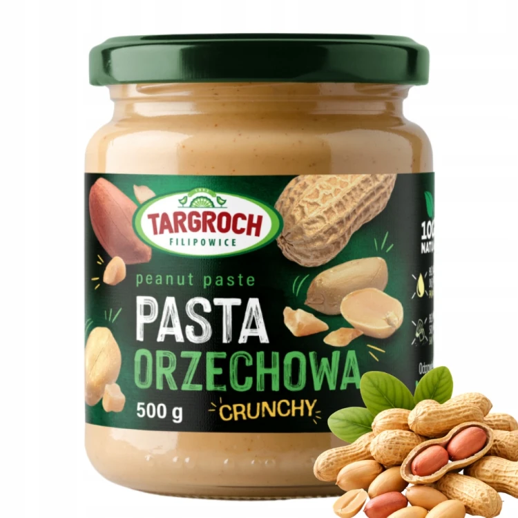 Targroch Pasta Orzechowa Crunchy - bez cukru, 100% orzechów, KETO (500g)