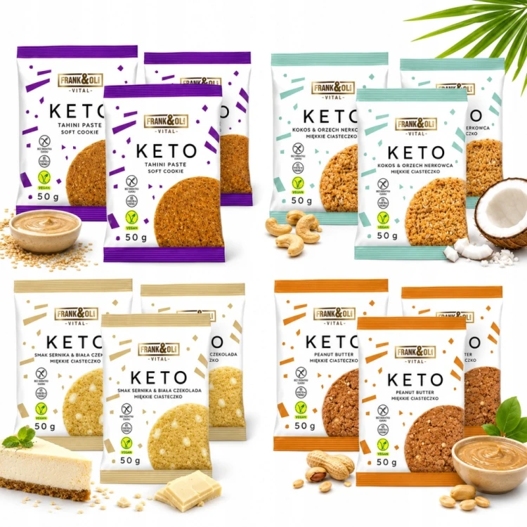 Frank&Oli Keto MIX 4 Smaki - 12 szt. ciastka keto, bez glutenu, bez cukru