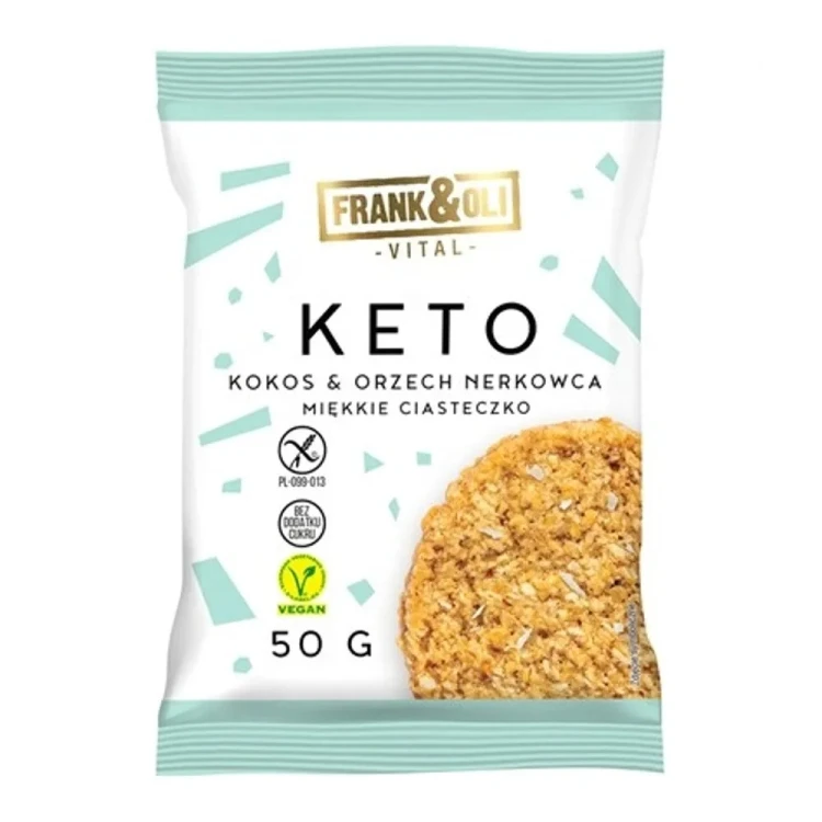 Frank&Oli Kokos i Nerkowce - ciastko keto, bez glutenu, bez cukru 50g
