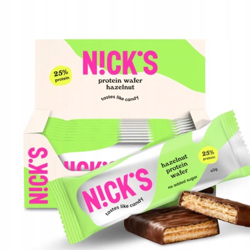 Nick's Protein Wafer Hazelnut - wafelek białkowy, z witaminami, bez cukru
