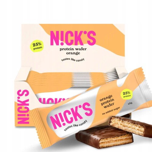 Nick's Protein Wafer Orange - wafelek białkowy z witaminami, bez cukru