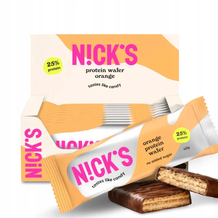 Nick's Protein Wafer Orange - wafelek białkowy z witaminami, bez cukru