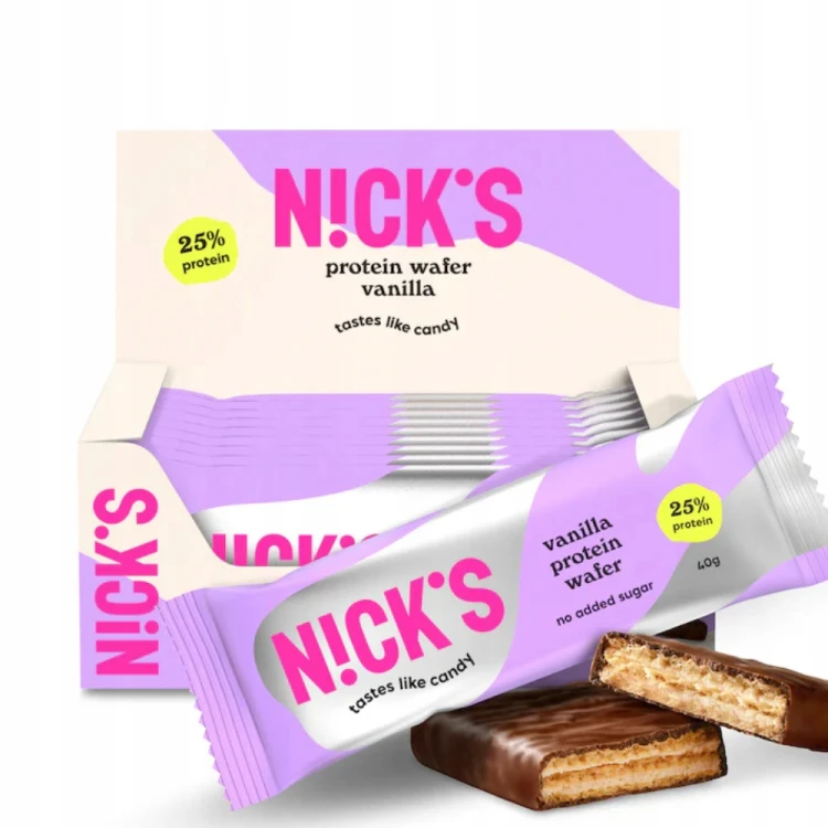 Nick's Protein Wafer Vanilla - wafelek białkowy z witaminami, bez cukru