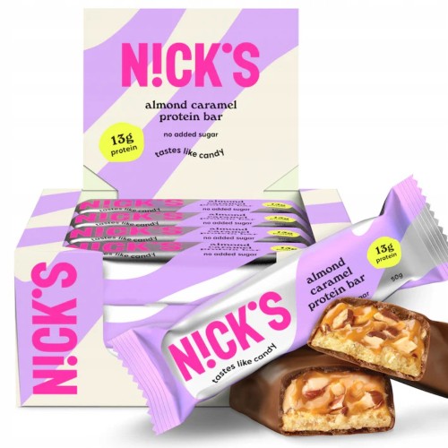 Nick's Protein Bar Almond Caramel - baton białkowy, bez cukru, KETO