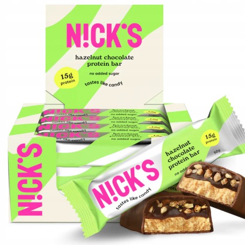 Nick's Protein Bar Hazelnut Chocolate - baton białkowy, bez cukru, KETO
