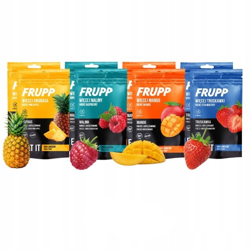 Frupp Celiko MIX Smaków - 8 szt. Owoce liofilizowane, bez cukru (15g)