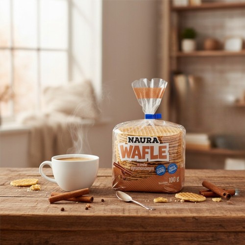 Naura Wafle Cynamonowe - bez cukru, błonnik (100g)