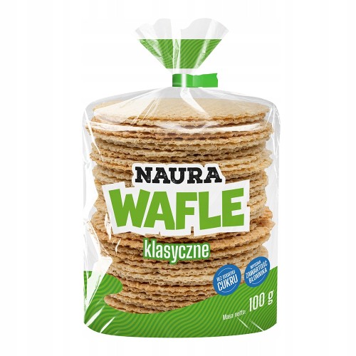 Naura Wafle Klasyczne - bez cukru, błonnik (100g)