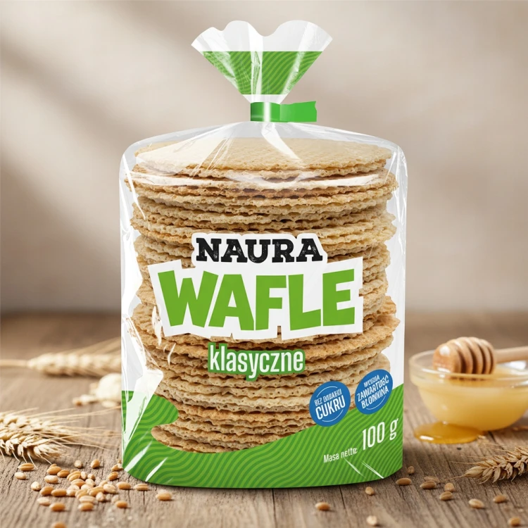 Naura Wafle Klasyczne - bez cukru, błonnik (100g)