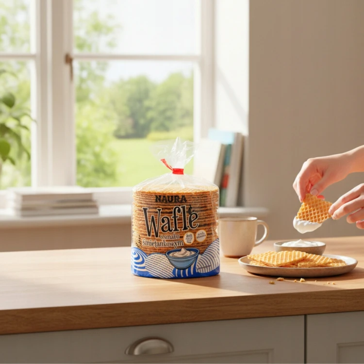 Naura Wafle Śmietankowe - bez cukru, błonnik (100g)