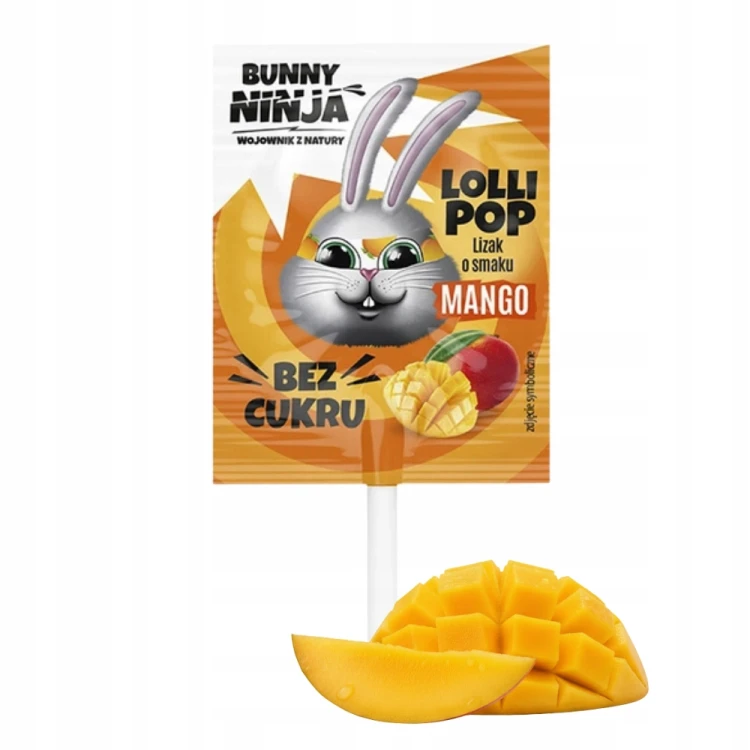Bunny Ninja Lizak Mango - bez cukru (1 szt.)