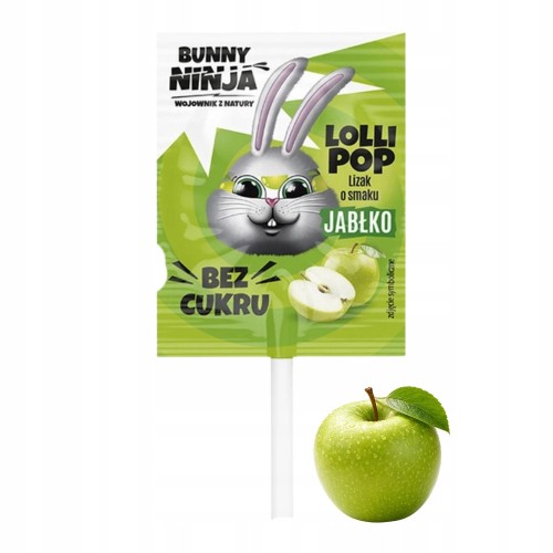 Bunny Ninja Lizak Jabłkowy - bez cukru (1 szt.)